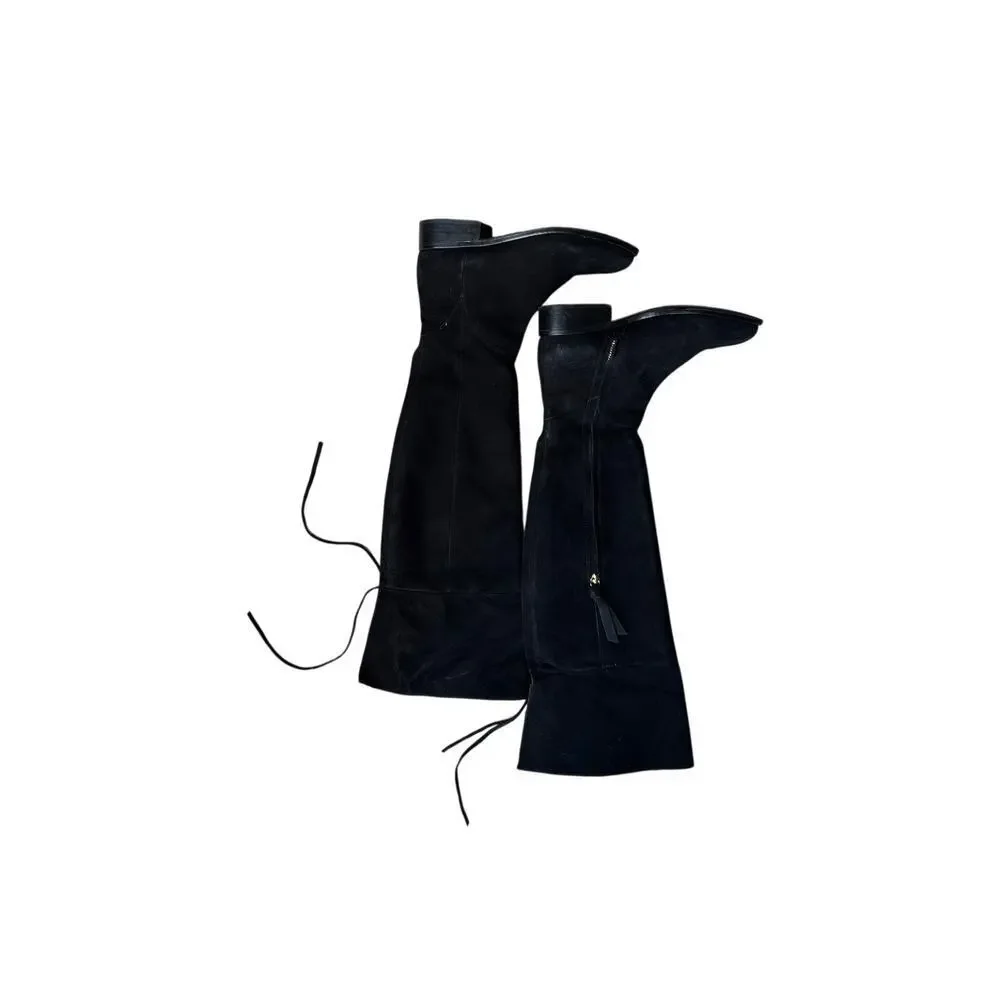 Boden Black Suede Over the Knee High Boots Lace Back 8M Y2k